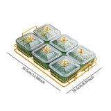 Maxbell Divided Serving Dishes Nut and Candy Serving Tray for Candy Appetizer Snacks 6 Grid Green