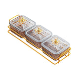Maxbell Divided Serving Dishes Nut and Candy Serving Tray for Candy Appetizer Snacks 3 Grid Gray