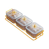 Maxbell Divided Serving Dishes Nut and Candy Serving Tray for Candy Appetizer Snacks 3 Grid Gray