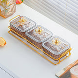 Maxbell Divided Serving Dishes Nut and Candy Serving Tray for Candy Appetizer Snacks 3 Grid Gray