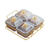Maxbell Divided Serving Dishes Nut and Candy Serving Tray for Candy Appetizer Snacks 4 Grid Gray