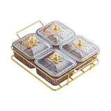 Maxbell Divided Serving Dishes Nut and Candy Serving Tray for Candy Appetizer Snacks 4 Grid Gray