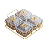Maxbell Divided Serving Dishes Nut and Candy Serving Tray for Candy Appetizer Snacks 4 Grid Gray