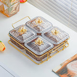 Maxbell Divided Serving Dishes Nut and Candy Serving Tray for Candy Appetizer Snacks 4 Grid Gray