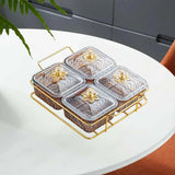 Maxbell Divided Serving Dishes Nut and Candy Serving Tray for Candy Appetizer Snacks 4 Grid Gray