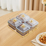 Maxbell Divided Serving Dishes Nut and Candy Serving Tray for Candy Appetizer Snacks 4 Grid Gray