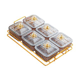 Maxbell Divided Serving Dishes Nut and Candy Serving Tray for Candy Appetizer Snacks 6 Grid Gray