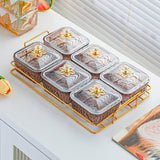 Maxbell Divided Serving Dishes Nut and Candy Serving Tray for Candy Appetizer Snacks 6 Grid Gray