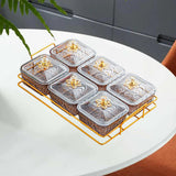 Maxbell Divided Serving Dishes Nut and Candy Serving Tray for Candy Appetizer Snacks 6 Grid Gray