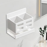 Maxbell Wall Mounted Toothbrush Holder Toothpaste Shelf for Washroom Hotel Dormitory White