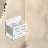 Maxbell Wall Mounted Toothbrush Holder Toothpaste Shelf for Washroom Hotel Dormitory White