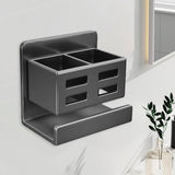 Maxbell Wall Mounted Toothbrush Holder Toothpaste Shelf for Washroom Hotel Dormitory Gray