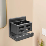 Maxbell Wall Mounted Toothbrush Holder Toothpaste Shelf for Washroom Hotel Dormitory Gray