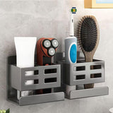 Maxbell Wall Mounted Toothbrush Holder Toothpaste Shelf for Washroom Hotel Dormitory Gray