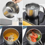 Maxbell Milk Pan with Lid Stainless Steel Saucepan for Restaurant Sauce Boiling Milk 10x14.5x10cm