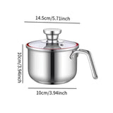 Maxbell Milk Pan with Lid Stainless Steel Saucepan for Restaurant Sauce Boiling Milk 10x14.5x10cm