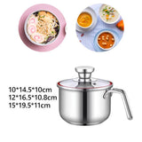 Maxbell Milk Pan with Lid Stainless Steel Saucepan for Restaurant Sauce Boiling Milk 10x14.5x10cm