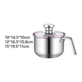 Maxbell Milk Pan with Lid Stainless Steel Saucepan for Restaurant Sauce Boiling Milk 10x14.5x10cm