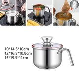 Maxbell Milk Pan with Lid Stainless Steel Saucepan for Restaurant Sauce Boiling Milk 10x14.5x10cm