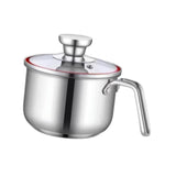 Maxbell Milk Pan with Lid Stainless Steel Saucepan for Restaurant Sauce Boiling Milk 10x14.5x10cm