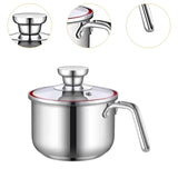 Maxbell Milk Pan with Lid Stainless Steel Saucepan for Restaurant Sauce Boiling Milk 10x14.5x10cm