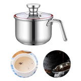 Maxbell Milk Pan with Lid Stainless Steel Saucepan for Restaurant Sauce Boiling Milk 10x14.5x10cm