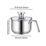 Maxbell Milk Pan with Lid Stainless Steel Saucepan for Restaurant Sauce Boiling Milk 12x16.5x10.8cm