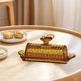 Maxbell Glass Butter Dish Multifunctional Butter Keeper for Household Restaurant Bar Gold