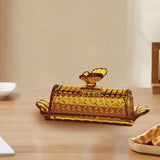 Maxbell Glass Butter Dish Multifunctional Butter Keeper for Household Restaurant Bar Gold