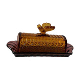Maxbell Glass Butter Dish Multifunctional Butter Keeper for Household Restaurant Bar yellow cover