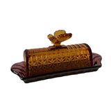 Maxbell Glass Butter Dish Multifunctional Butter Keeper for Household Restaurant Bar yellow cover