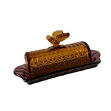 Maxbell Glass Butter Dish Multifunctional Butter Keeper for Household Restaurant Bar yellow cover
