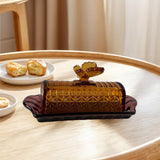 Maxbell Glass Butter Dish Multifunctional Butter Keeper for Household Restaurant Bar yellow cover