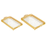 Maxbell Vanity Tray Eating Dresser Breakfast Dinner Dessert Serving Tray with Handle 25x43.5x4cm