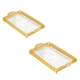 Maxbell Vanity Tray Eating Dresser Breakfast Dinner Dessert Serving Tray with Handle 25x43.5x4cm