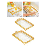 Maxbell Vanity Tray Eating Dresser Breakfast Dinner Dessert Serving Tray with Handle 25x43.5x4cm