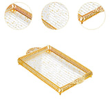 Maxbell Vanity Tray Eating Dresser Breakfast Dinner Dessert Serving Tray with Handle 25x43.5x4cm