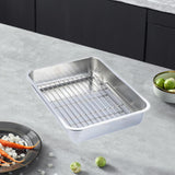 Maxbell Stainless Steel Baking Pan Oven Tray and Cooling Rack for Grilling Vegetable 36x27x7cm