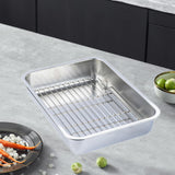 Maxbell Stainless Steel Baking Pan Oven Tray and Cooling Rack for Grilling Vegetable 50x35x7cm