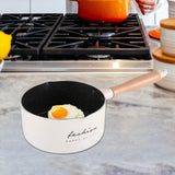 Maxbell Milk Pan Boiling Pot Melting Butter Soup Pot for RV Travel Breakfast Outdoor White