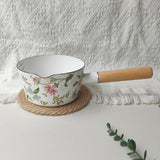 Maxbell Small Enamel Milk Pot Multifunctional Soup Pot for Kitchen Stove Top Cooking