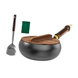 Maxbell Wok Pan 9.45 “ Wok Cooking Pan Multipurpose Flat Bottom Traditional Cookware