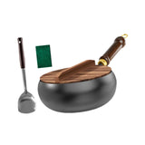 Maxbell Wok Pan 9.45 “ Wok Cooking Pan Multipurpose Flat Bottom Traditional Cookware