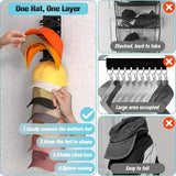 Maxbell Baseball Caps Organizer Compact Hat Holder for Bedroom Cloakroom Living Room black