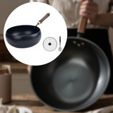 Maxbell Iron Wok Universal Sautee with Wood Handle Round Bottom Pot for Home Kitchen without cover
