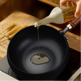 Maxbell Iron Wok Universal Sautee with Wood Handle Round Bottom Pot for Home Kitchen without cover