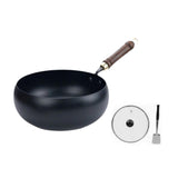 Maxbell Iron Wok Universal Sautee with Wood Handle Round Bottom Pot for Home Kitchen without cover