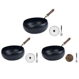 Maxbell Iron Wok Universal Sautee with Wood Handle Round Bottom Pot for Home Kitchen without cover