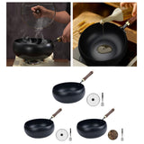 Maxbell Iron Wok Universal Sautee with Wood Handle Round Bottom Pot for Home Kitchen without cover