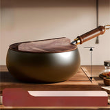 Maxbell Iron Wok Universal Sautee with Wood Handle Round Bottom Pot for Home Kitchen without cover